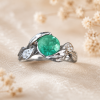 Natural Emerald Engagement Ring, Leaf Ring Natural Emerald Engagement Ring, Leaf Ring
