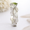 Peridot Leaf Engagement Ring, Nature Engagement Ring