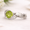 Peridot Leaf Engagement Ring, Nature Engagement Ring