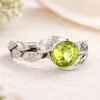 Peridot Leaf Engagement Ring, Nature Engagement Ring