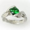 Emerald Leaf Engagement Ring, Leaves Engagement Ring