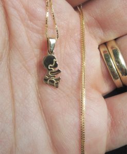 Adorable baby boy pendant - In solid 14k (585) yellow gold - mother, grandmother