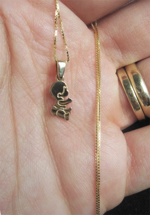 Adorable baby boy pendant - In solid 14k (585) yellow gold - mother, grandmother