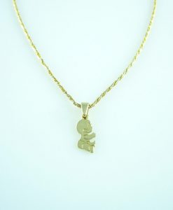 Adorable baby boy pendant - In solid 14k (585) yellow gold - mother, grandmother
