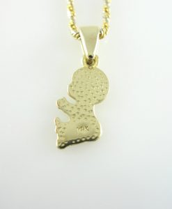 Adorable baby boy pendant - In solid 14k (585) yellow gold - mother, grandmother