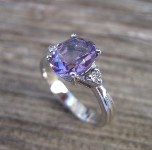 Amethyst Antique Engagement Ring, Antique 18k gold ring with Amethyst