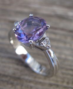 Amethyst Antique Engagement Ring, Antique 18k gold ring with Amethyst