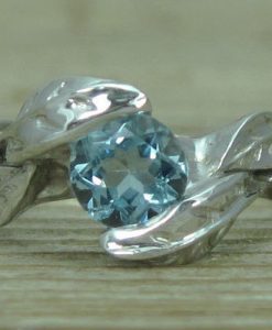 Aquamarine Engagement Ring, Leaves Aquamarine Engagement Ring
