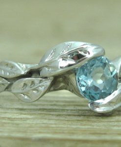Aquamarine Engagement Ring, Leaves Aquamarine Engagement Ring