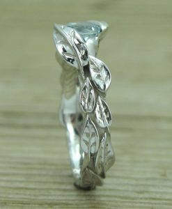 Aquamarine Engagement Ring, Leaves Aquamarine Engagement Ring