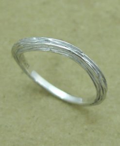 Bark wedding ring, White gold twig wedding band