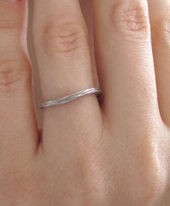 Bark wedding ring, White gold twig wedding band