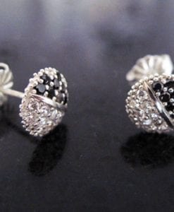 Black and white stone stud earrings - diamond stud earrings - elegant modern studs - Christmas gift - best friend gift - brides made gift