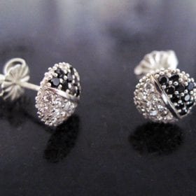 Black and white stone stud earrings - diamond stud earrings - elegant modern studs - Christmas gift - best friend gift - brides made gift