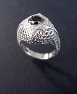Black Diamond Engagement Ring - 0.50 Carat Black Natural Diamond - Alternative Engagement ring - Dark Forest Ring - Moon Ring - Cobra Ring