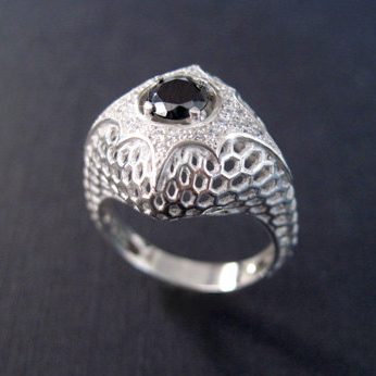 Black Diamond Engagement Ring - 0.50 Carat Black Natural Diamond - Alternative Engagement ring - Dark Forest Ring - Moon Ring - Cobra Ring