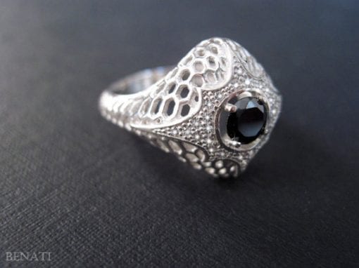 Black Diamond Engagement Ring - 0.50 Carat Black Natural Diamond - Alternative Engagement ring - Dark Forest Ring - Moon Ring - Cobra Ring