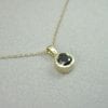 Black stone Pendant, Gold 14k Delicate Link Birthstone Necklace