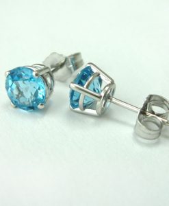 Blue Topaz Stud Earrings, Blue Topaz Earrings
