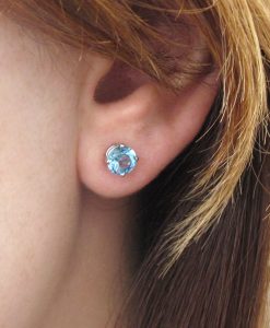 Blue Topaz Stud Earrings, Blue Topaz Earrings