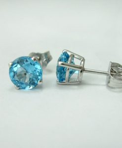 Blue Topaz Stud Earrings, Blue Topaz Earrings
