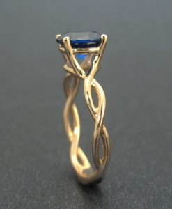 Bold 2 Carat Blue Sapphire Infinity Engagement Ring - Blue Gemstone, 14k Rose gold Braided Rope Engagement Ring