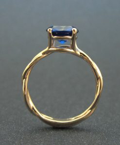 Bold 2 Carat Blue Sapphire Infinity Engagement Ring - Blue Gemstone, 14k Rose gold Braided Rope Engagement Ring