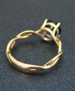 Bold 2 Carat Blue Sapphire Infinity Engagement Ring - Blue Gemstone, 14k Rose gold Braided Rope Engagement Ring