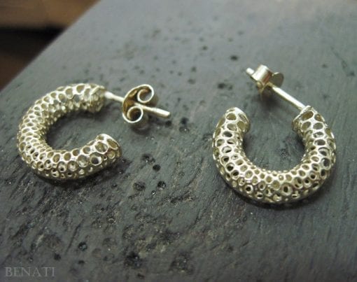 Bubble Gold Hoop Earrings - Contemporary Gold Designer Earrings - Solid 14k Yellow Gold Earrings - Wedding Earrings - Bride - Best Friend