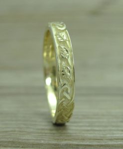 Celtic Wedding Band With Leafs, Wedding Ring