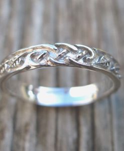Celtic Wedding Band With Leafs, Wedding Ring