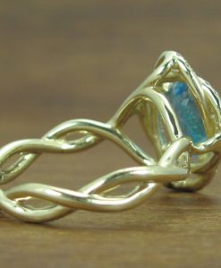 Cocktail Blue Topaz Engagement Ring, Flower rope Engagement Ring