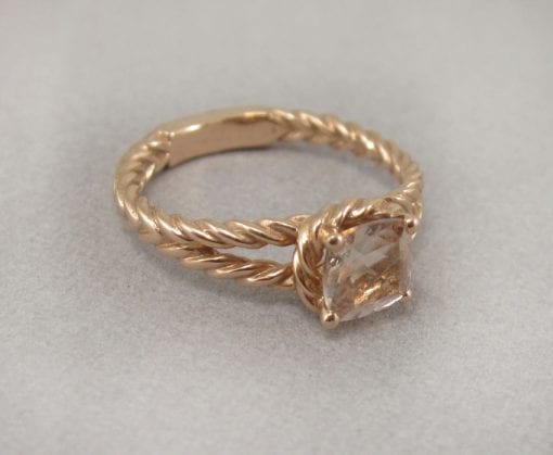 Cushion Morganite 18k Rose Gold Engagement Ring, Morganite Engagement Ring
