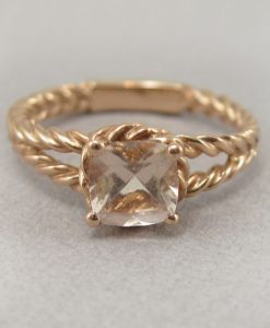 Cushion Morganite 18k Rose Gold Engagement Ring, Morganite Engagement Ring