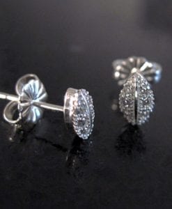 Dainty silver studs earrings with cubic zircon, Silver earrings with zircons