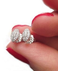 Dainty silver studs earrings with cubic zircon, Silver earrings with zircons