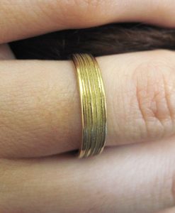 Delicate textured gold wedding band - 14k modern gold band - shiny & matt finish - stackable - timeless - unique - for her or him