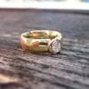 Diamond Engagement Ring, 18k Yellow Gold Wide Band Engagement Ring