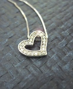 Diamond heart necklace - Diamond heart pendant in 14k white gold - Designer heart pendant - Love neckalce, Heart jewelry