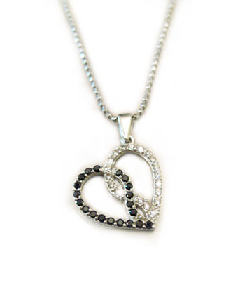 Diamond Infinity heart pendant - Together forever diamond heart necklace - Black & white interlocking heart - new designer heart pendant