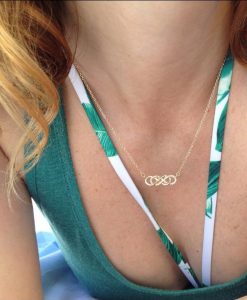 Diamond infinity knot necklace, double infinity knot diamond necklace
