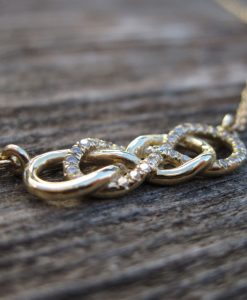 Diamond infinity knot necklace, double infinity knot diamond necklace