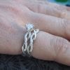 Diamond infinity ring bridal set, Infinity knot engagement and wedding ring set