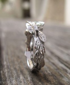 Diamond Leaf Engagement Ring, Leaves Diamond Engagement Ring