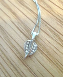 Diamond Leaf Pendant, Gold Leaf Necklace With Diamonds