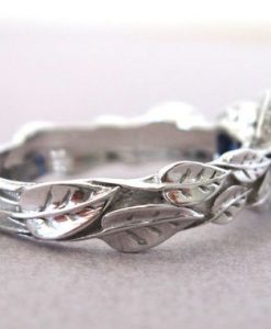 Diamond Leaves Engagement Ring, Emerald Leaf Engagement Ring
