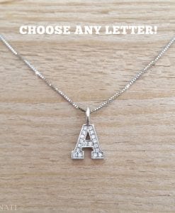Diamond Letter Necklace, Gold Capital Letter With Diamonds
