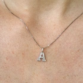 Diamond Letter Necklace, Gold Capital Letter With Diamonds