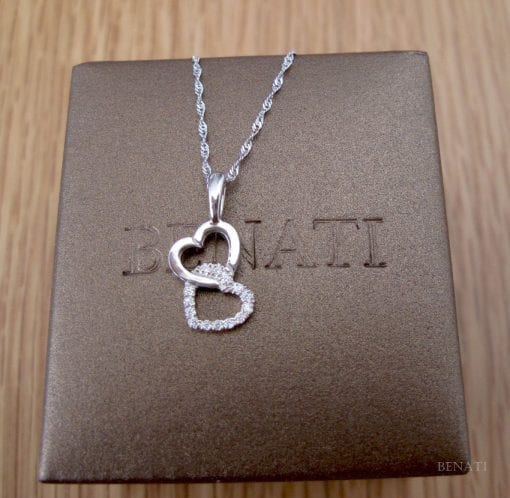 Diamond necklace, White gold heart pendant