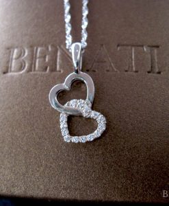 Diamond necklace, White gold heart pendant